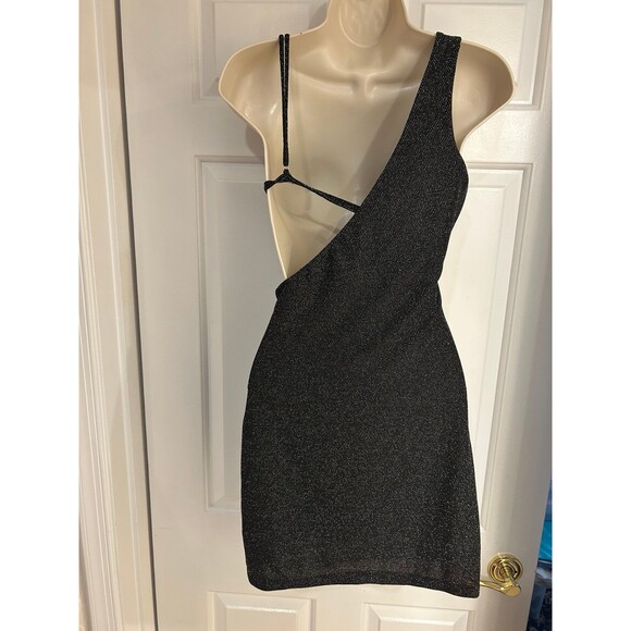 Princess Polly Silver Black Dress 4 - Picture 3 of 6